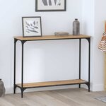 vidaXL Table console avec étagère chêne artisanal 101 x 30.5 x 75 cm
