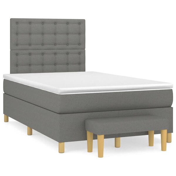 vidaXL Sommier à lattes de lit avec matelas gris foncé 120x190cm tissu