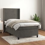 vidaXL Sommier à lattes de lit et matelas Gris foncé 90x200 cm Velours