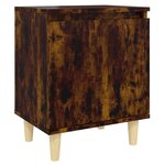vidaXL Table de chevet avec pieds en bois Chêne fumé 40x30x50 cm