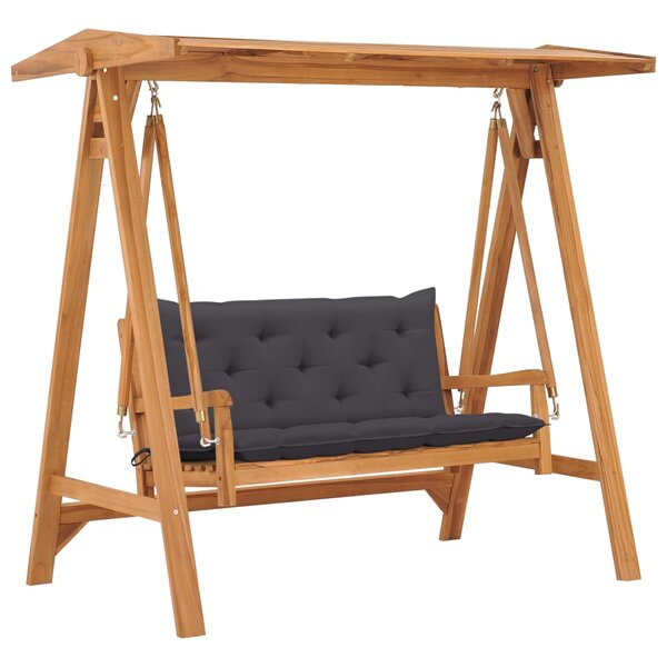 vidaXL Balancelle avec coussin anthracite 170 cm Bois de teck solide