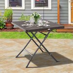 Table de jardin pliable table pliante carrée dim. 78L x 78l x 74H cm métal époxy HDPE imitation bois chocolat