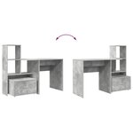 vidaXL Bureau Gris béton 131 5 x 50 x 106 5 cm Bois d'ingénierie