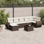 vidaXL Salon de jardin 8 Pièces avec coussins marron résine tressée