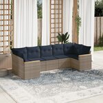 vidaXL Salon de jardin 7 Pièces avec coussins gris résine tressée