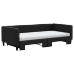 vidaXL Lit de jour avec gigogne et matelas noir 100x200 cm tissu