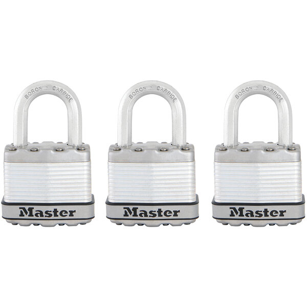 Cadenas Haute Sécurité A Clé Acier Laminé Extérieur Pack de 3