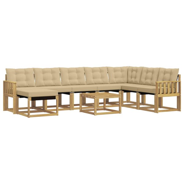 vidaXL Ensemble de canapés d'extérieur 9 pc Blanc et Beige