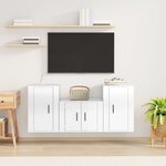 vidaXL Ensemble de meubles TV 3 Pièces Blanc brillant Bois d'ingénierie