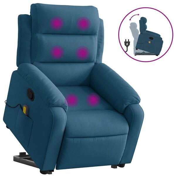 vidaXL Fauteuil de massage inclinable Bleu Velours