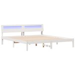 vidaXL Cadre de lit avec des lumières à LED Blanc 200 x 200 cm bois