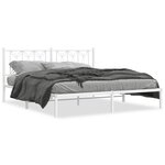 vidaXL Cadre de lit métal sans matelas et tête de lit blanc 183x213 cm