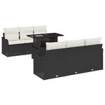 vidaXL Ensemble de canapé de jardin 7 Pièces Noir Poly Rattan