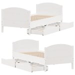 vidaXL Cadre de lit sans matelas blanc 90x190 cm bois de pin massif
