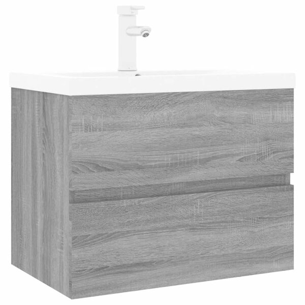 vidaXL Meuble lavabo avec bassin intégré Sonoma gris Bois d'ingénierie