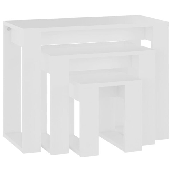 vidaXL Tables gigognes 3 Pièces Blanc Bois d'ingénierie