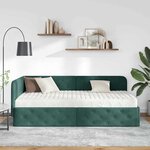 vidaXL Cadre de lit d'angle Vert foncé 90 x 200 cm Velours