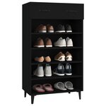 vidaXL Armoire à chaussures Noir 60x35x105 cm Bois d'ingénierie