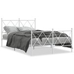 vidaXL Cadre de lit métal sans matelas et pied de lit blanc 120x200 cm