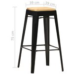 vidaXL Tabourets de bar lot de 2 noir bois de manguier massif