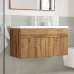 vidaXL Armoire lavabo de bain avec bassin intégré chêne artisanal