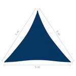 vidaXL Voile de parasol Tissu Oxford triangulaire 5x5x5 m Bleu