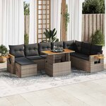 vidaXL Salon de jardin avec coussins 9 Pièces gris résine tressée acacia