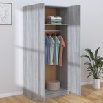 Vidaxl garde-robe sonoma gris 80x52x180 cm bois d'ingénierie
