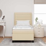 vidaXL Lit à ressorts avec matelas Crème 90 x 190 cm tissu