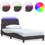 vidaXL Cadre de lit avec LED sans matelas marron foncé 100x200cm tissu