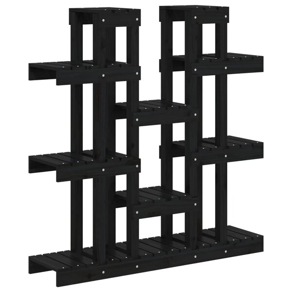 vidaXL Support à plantes Noir 104 5x25x109 5 cm Bois massif de pin