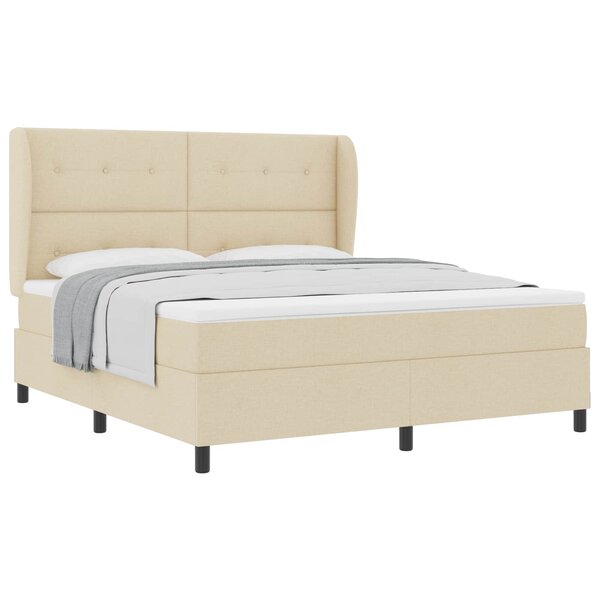 vidaXL Lit à ressorts avec matelas Crème 180 x 200 cm tissu