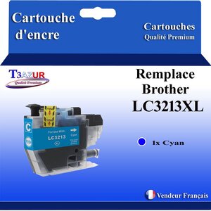 T3AZUR- Cartouche compatible avec Brother LC3213 XL Cyan