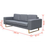 vidaXL Canapé avec 3 places tissu gris clair