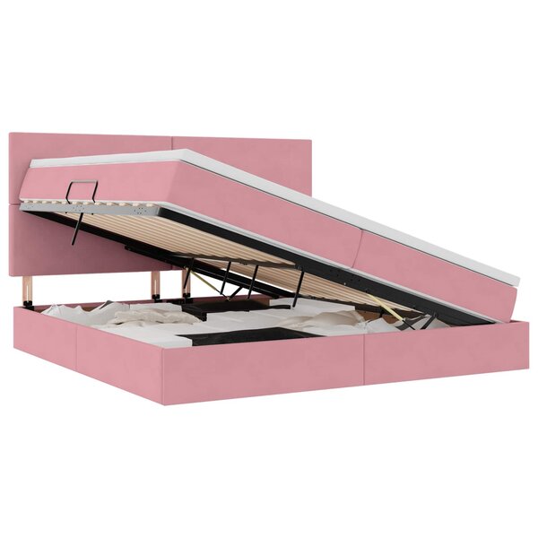 vidaXL Lit avec rangement et LED avec LED Rose 200 x 200 cm Velours