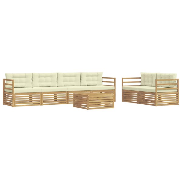 vidaXL Ensemble de canapés d'extérieur 7 Pièces Blanc et crème Polyester