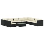 vidaXL Salon de jardin 11 Pièces avec coussins noir résine tressée
