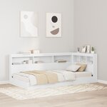 vidaXL Lit bibliothèque blanc 90x190 cm en bois aggloméré