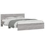 vidaXL Cadre de lit avec tête de lit et LED sonoma gris 150x200 cm