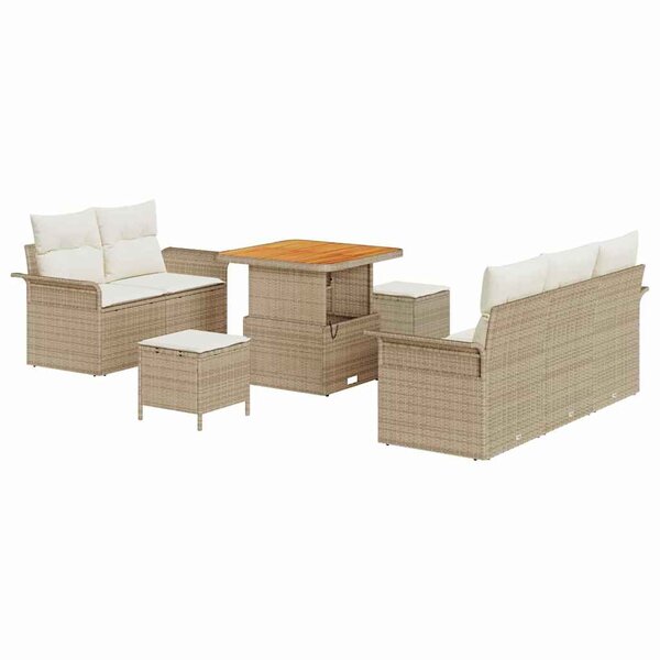 vidaXL Ensemble de canapé de jardin avec coussin 8 Pièces Beige et crème