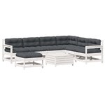 vidaXL Salon de jardin avec coussins 8 Pièces blanc bois de pin massif