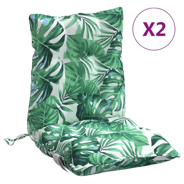 vidaXL Coussins de chaise à dossier bas lot de 2 modèle de feuille