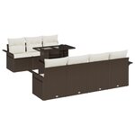 vidaXL Ensemble de canapés de jardin de 8 pièces avec coussins en poly rotin marron