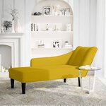 vidaXL Fauteuil long avec accoudoir droit jaune velours