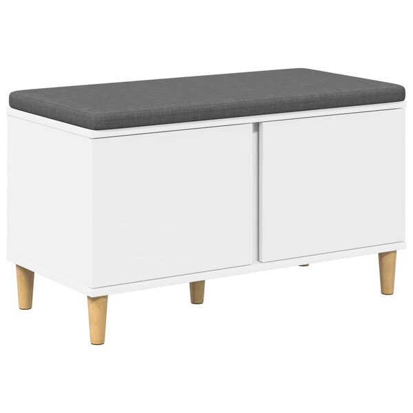 vidaXL Banc d'entrée avec coussin avec stockage Blanc 80 x 38 x 46 cm