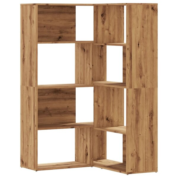vidaXL Bibliothèque d'angle 4 niveaux chêne artisanal bois ingénierie