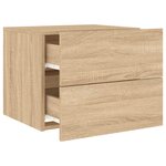 vidaXL Table de chevet murale avec lumières LED chêne sonoma