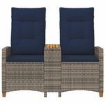vidaXL Banc inclinable avec table 2 -Seater 126 x 65 x 112 cm