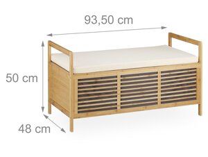 Banc de rangement en bois de noyer banquette assise coffre de rangement meuble à chaussure avec coussin 3013008