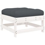 vidaXL Salon de jardin 6 Pièces avec coussins blanc bois massif